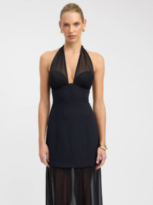 Kookai Black Oyster Mesh Maxi Dress