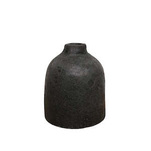 Earthenware Small Short Vessel - Aged Black
