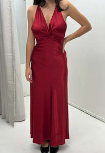 Size 8: Vintage Dress Zig Zag Halter Dress Wine Sz 8