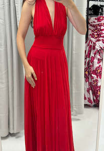 Size 10: Runaway Vintage Red Halter Dress Sz 8-10