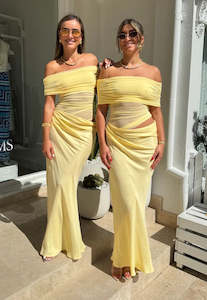 Benni Nico off the shoulder dress Sz 14 Yellow