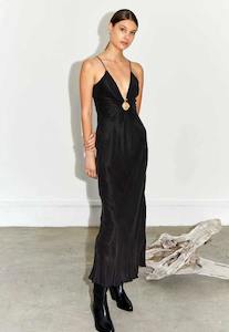 Wynn Hamlyn Moon Slip Dress Black Sz 10