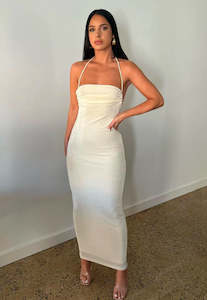 White Dresses: EX RENTAL Melani the Label Ciana Midi Dress Ivory Sz 8