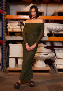 Green Dresses: Ruby Gene Mesh Dress Sz 8