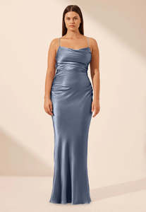 EX RENTAL Shona Joy La Lune Dress Blue Smoke Sz 14