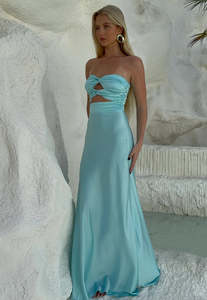 EX RENTAL HNTR The Label Inka Gown Aqua Sz XS