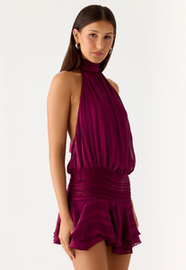 21st: Willow Chiffon Mini Dress Plum Sz M