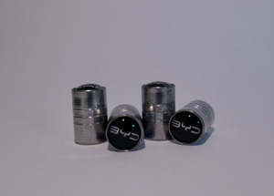 Car Accessories: BYD Style Tyre Valve Cap - Barrel Style (Set of 4)