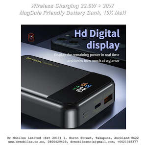 Power Banks: 10,000 mAh, Magnetic PD 22.5W + 20W Wireless Charging Power Bank, LED Display, F13