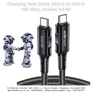 Connection Charging Cables: 100 Watt, 5 Amp, USB-C to USB-C Charging Cable, 2 Meters. Acefast C4-03