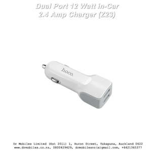 Connection Charging Cables: Dual Port 12 Watt in-Car Charger 2.4 Amp (Z23)