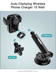 Car Mounts: Auto Clamping Phone Holder with Wireless Qi Charging - AceFast JR-ZS248, MegSafe