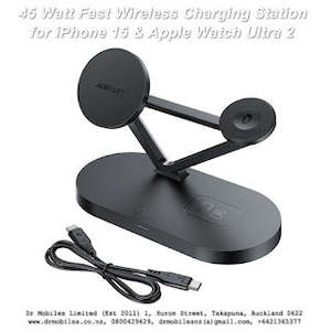 Chargers Power Accessories: 48 Watts, 3-in-1 Fast Wireless Charging Station fo iPhone 15, Apple Watch Ultra 2