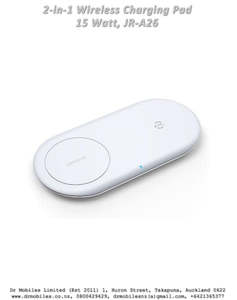 Chargers Power Accessories: Fast Wireless 2-in-1 Charing Pad for iPhone, Apple Watch (JR-A26)