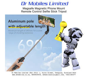 Phone Accessories: Magsafe Magnetic Phone Mount Remote Control Selfie Stick Tripod WS-22005 Magnetic Selfie Stick (Black/White)