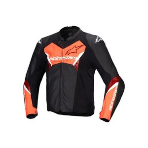 Alpinestars: Alpinestars Faster v3 Leather Jacket - Black/Red Fluoro
