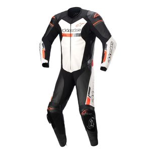 Alpinestars: Alpinestars GP Force Chaser 1-Piece Leather Suit - Black/White/Red Fluoro