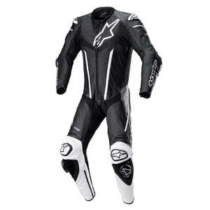 Alpinestars: Alpinestars Fusion 1-Piece Leather Suit - Black/White