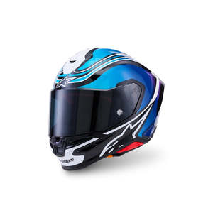 Alpinestars Supertech R7 Helmet Zeal - Black/Blue/Pink Fluoro/White Gloss