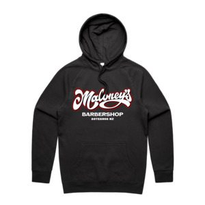 Maloney’s Barber - Otis Frizzell Men's Black Hoodie - Red Logo