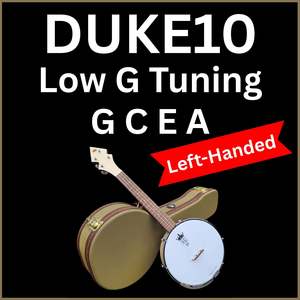 Left Handed Duke10 Banjo Ukuleles: DUKE10-V3 LEFT-HANDED Banjo Ukulele | Hard Case | LOW G Worth Brown Strings