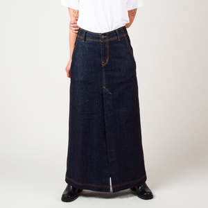 Womens Long denim skirt - Indigo
