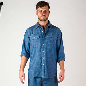 Triple Needle Chambray Work Shirt - Light Indigo