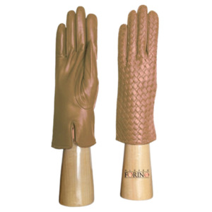 Cashmere Lined Leather Gloves - Plaited Tan
