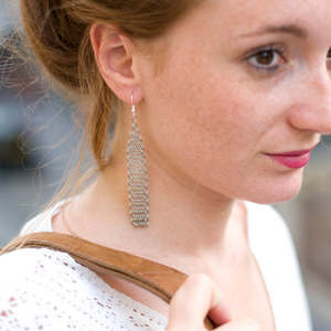 Women Over 100: Collection B Fine Mesh Earrings Silver