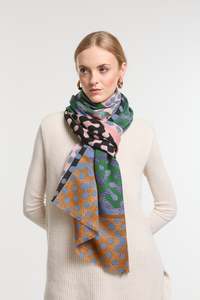 By Designer Scarves: Green Brown Variation Scarf