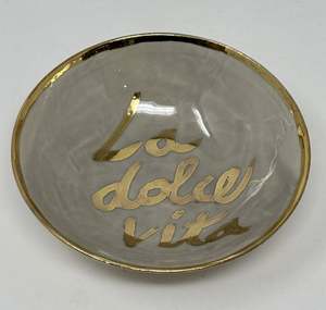 Porceline Italian Writing Shine Bowl Taupe