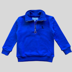Boys: Zip Neck Sweatshirt - Sea Blue