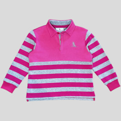 Girls: Lucy Rugby Jumper - Pink Stripe
