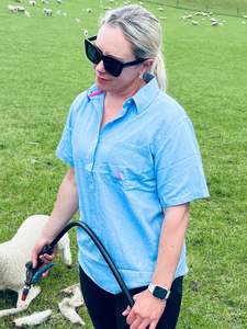 Summer Drop 2025: Women's Tussock Short Sleeve Shirt - Light Blue
