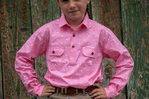 Dusty Kids - WORKSHIRT - Pink Polka Dot