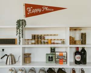 Happy Place Pennant | Felt Pennant Flag Banner | Vintage Style Wall Decor