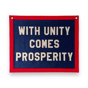 Banners: With Unity comes Prosperity Banner | Felt Pennant Flag Banner | Vintage Banner | Wall Decor | Wall Hanging