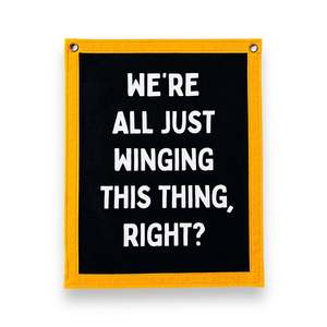 Banners: Winging It Banner | Felt Pennant Flag Banner | Vintage Banner | Wall Decor | Wall Hanging