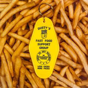 Accessories: Fast food support group Motel Keychain | Hotel room key | Less Cries More Fries