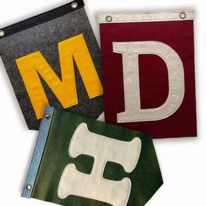 Custom: 12” x 16” Custom Appliqué Felt Letter Banner | Felt Pennant Flag Banner | Vintage Banner | Wall Decor | Wall Hanging