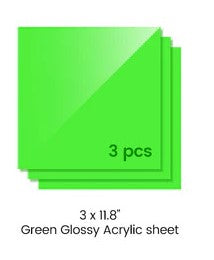 Laser Materials: 3mm Green Acrylic Sheets 300x300mm (3pcs)