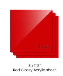 Laser Materials: 3mm RED Acrylic Sheets 300x300mm (3pcs)