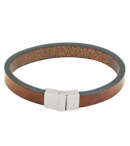 Jewellery For Him: Lewis Leather Bracelet Brown