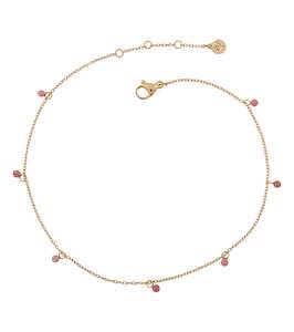 Be Flowerful: Summer Beads Chain Anklet Pink Gold