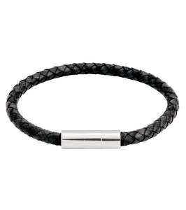 Jewellery For Him: Franky Leather Bracelet Black