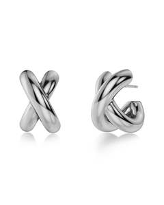 Earrings: Alexa Hoops L Steel