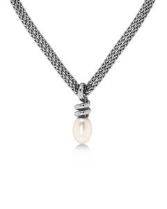 Swivel Necklace Pearl L Steel