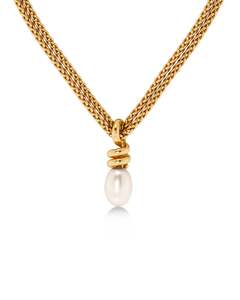 Swivel Necklace Pearl L Gold
