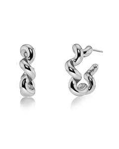 Spiral Hoops L Silver