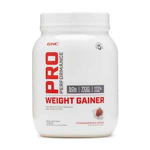 Whey Protein: GNC Pro Performance Weight Gainer Protein 2.42LB - Strawberries and Cream